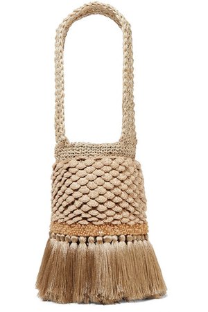 Johanna Ortiz | Honey Lavender tasseled embellished crochet and woven straw tote | NET-A-PORTER.COM