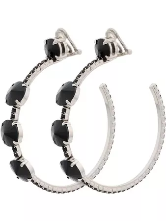 Miu Miu Black Crystal Oversize Hoop Earrings - Farfetch