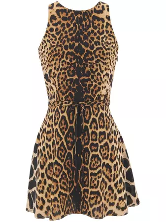 Saint Laurent leopard-print cut-out minidress