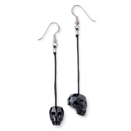 Black Crystal Skull Earrings