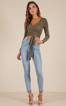 Lower Your Guard Top In Khaki
