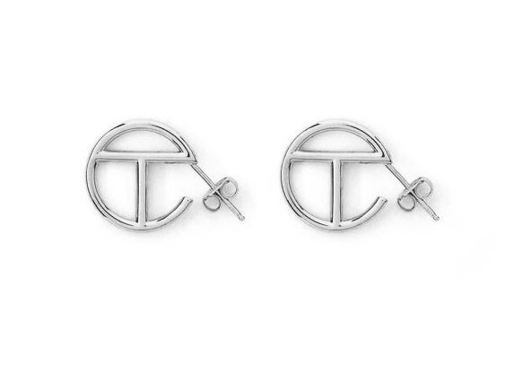 TELFAR Silver T Hoop Earrings