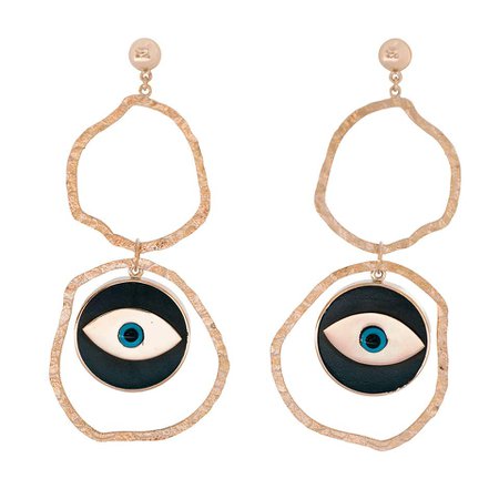 Clarissa Bronfman Gold and Ebony Double Hoop Earrings For Sale at 1stdibs