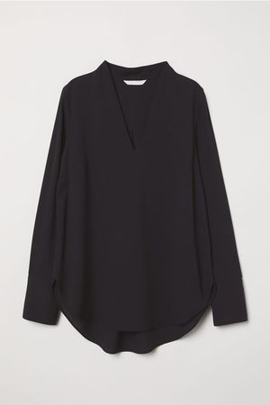 Блузка с v-образным вырезом - Черный - Женщины | H&M RU
