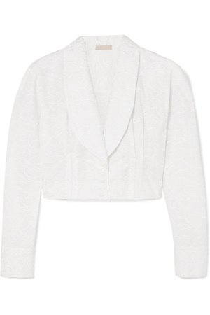 Alaïa | Cropped embroidered cotton-poplin blouse | NET-A-PORTER.COM