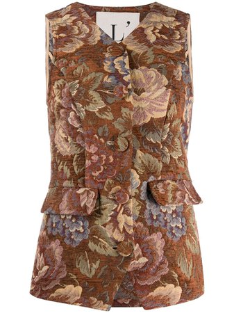 L'Autre Chose Damascato floral-pattern Waistcoat - Farfetch