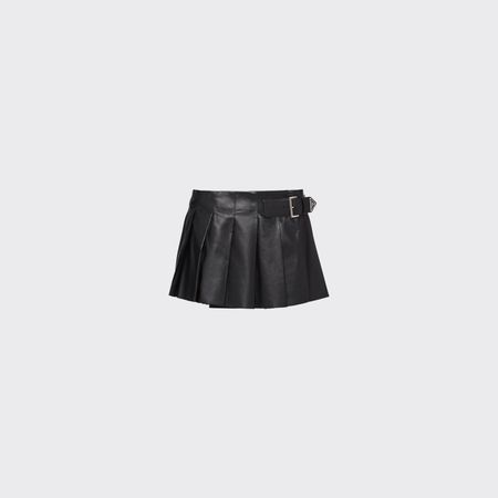Black Pleated leather skirt | Prada