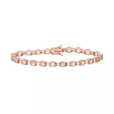 14k Rose Gold Over Silver Simulated Morganite & Lab-Created White Sapphire Tennis Bracelet