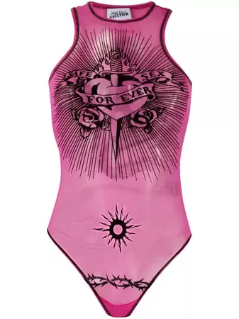 Jean Paul Gaultier Flocked Tulle Bodysuit - Farfetch