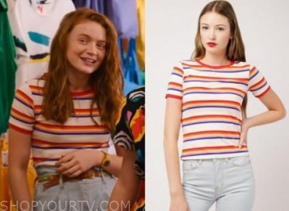 Stranger Things: Season 3 Episode 2 Max's Rainbow Striped Tee | Shop Your TV