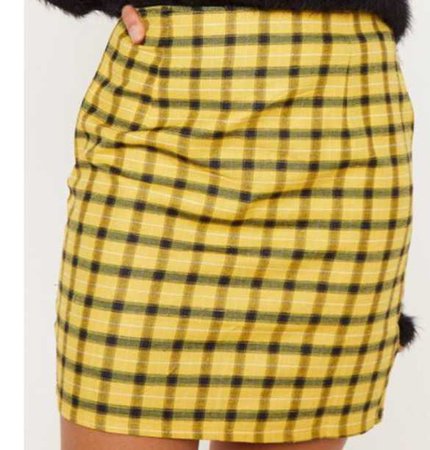 check skirt yellow black