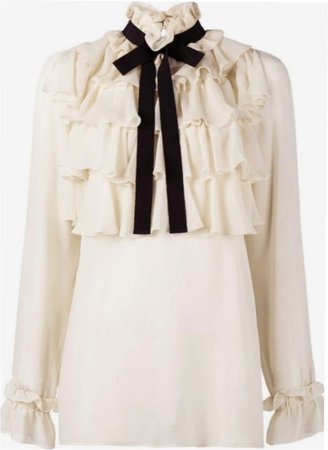 gucci white blouse with black bow