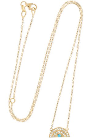 Andrea Fohrman | Small Rainbow 18-karat gold, diamond and turquoise necklace | NET-A-PORTER.COM