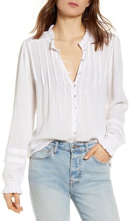 Willa Button Front Peasant Blouse