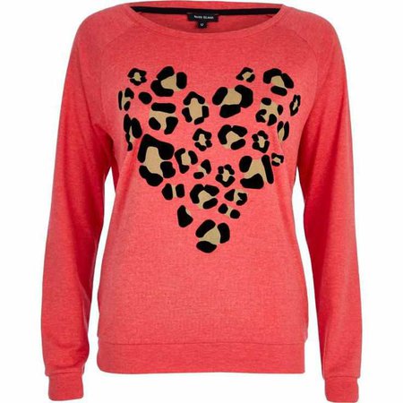 Red leopard print heart dolman top
