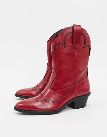 Bershka cowboy boots in red | ASOS