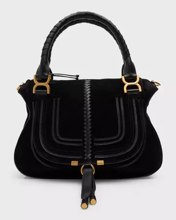 Chloe Marcie Medium Suede & Leather Satchel Bag | Neiman Marcus