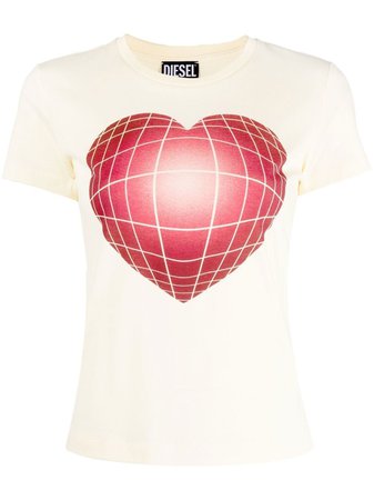 Diesel T-SLI-C2 Grid heart-print T-shirt - Farfetch