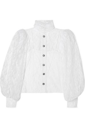 Christopher Kane | Button-embellished Chantilly lace shirt | NET-A-PORTER.COM