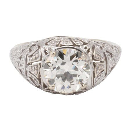 Art Deco Diamond Solitaire Engagement Ring For Sale at 1stDibs