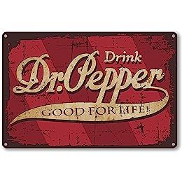 Amazon.com : Vintage Dr Peppers Plugs Tin Metal Tin Sign Tin Plate Sign Wall Art Decor TIN SIGN 8X12 INCH : Home & Kitchen