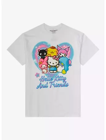Hello Kitty And Friends Heart Airbush Boyfriend Fit Girls T-Shirt | Hot Topic