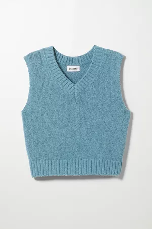 Windy V-Neck Vest - Blue - Knitwear - Weekday GB