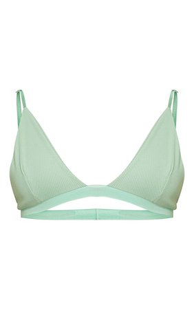 Mint Ribbed Plunge Bralet | Co-Ords | PrettyLittleThing