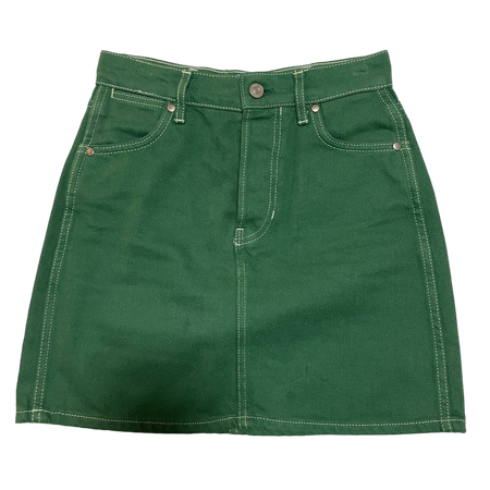 green denim skirt