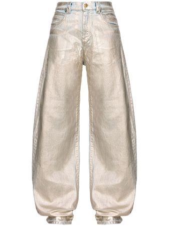 PINKO Metallic wide-leg Jeans - Farfetch