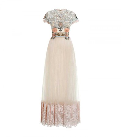 Dolce & Gabbana Bejewelled Tulle Gown Womens Gowns Multi - Rose Victorian