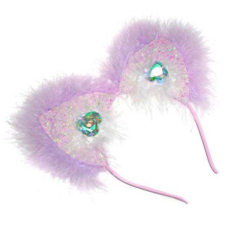 Fluffy Kitty Ears Headband ~ Lilac Jewels – Roxie Sweetheart