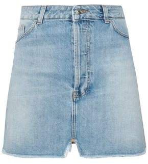 Frayed Distressed Denim Mini Skirt