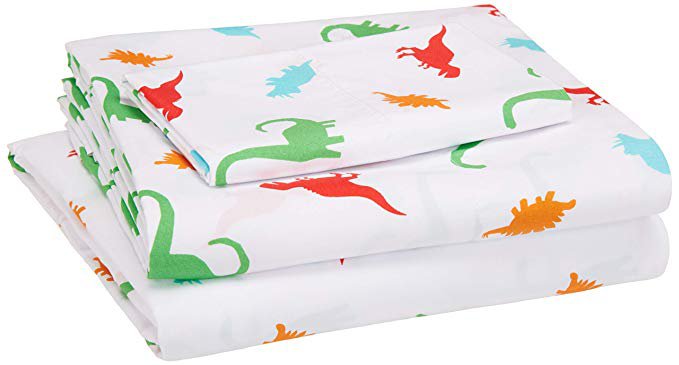 Amazon.com: AmazonBasics Kid's Sheet Set - Soft, Easy-Wash Microfiber - Twin, Multi-Color Dinosaurs