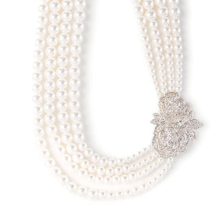 Multi-Strand Pearl Necklace with Vintage Pavé Crystal Roses | Icing US
