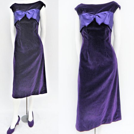 Vintage 50s purple velvet & satin wiggle dress bombshell | Etsy