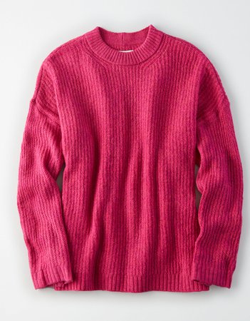 AE Oversized Softest Crew Neck Sweater Pink
