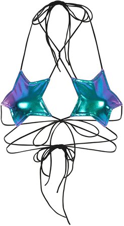 Amazon.com: Maxrise Women's Metallic Star Bralette Bra Strappy Wrap Around Crop Top Rave Dance Tops: Clothing