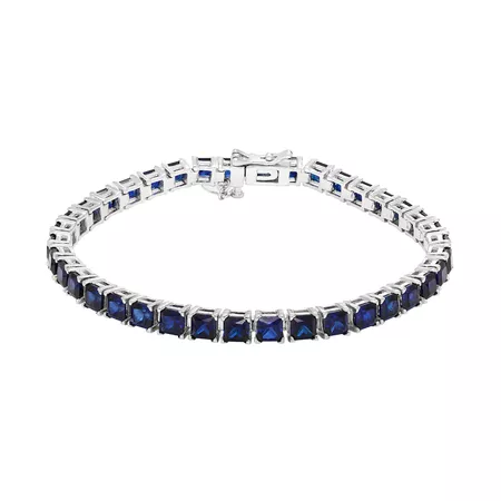 Sterling Silver Lab-Created Sapphire Tennis Bracelet