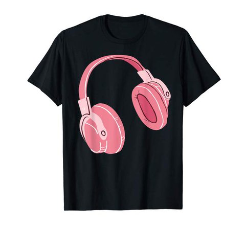 Amazon.com: Pink Headphones Vintage Retro Cute Graphic Tee Stylish T-Shirt: Clothing