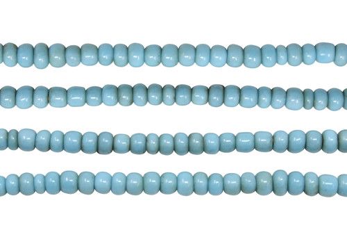 Vintage Maasai Glass Beads Polished 4x2-4mm Semi Round - Turquoise