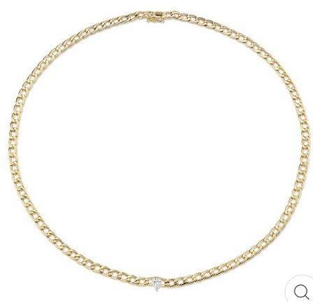 Gold Chain Choker Necklace Pear Diamond