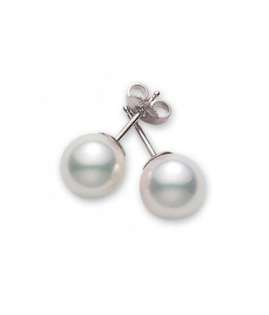 Mikimoto Stud Earrings in White Gold | Long's Jewelers