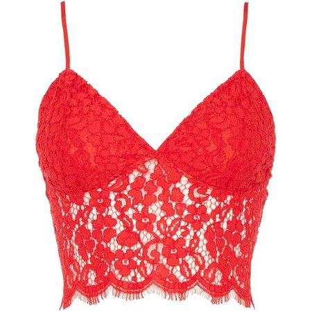 Red Lace Crop Top