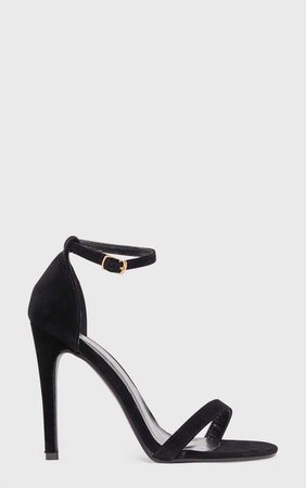 Clover Black Strap Heeled Sandal - High Heels - PrettylittleThing | PrettyLittleThing