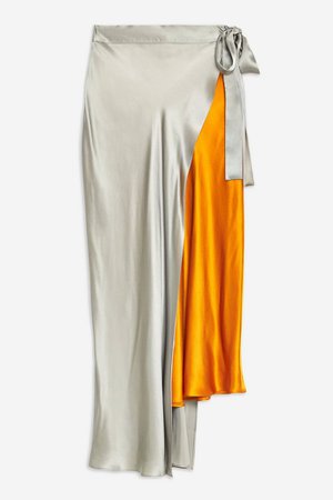**Colour Block Silk Skirt by Boutique | Topshop Grey