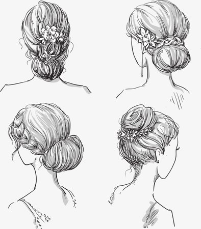 Hand-painted Female Four Kinds Of Beautiful Hair, Hair Vector, Hand Painted, Sketch PNG and Vector for Free Download