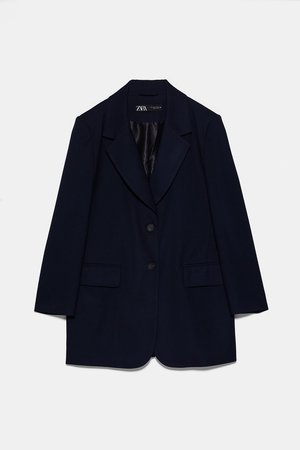 LONG BUTTONED BLAZER - NEW IN-WOMAN | ZARA United States navy blue