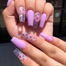 faux nails -purple star-