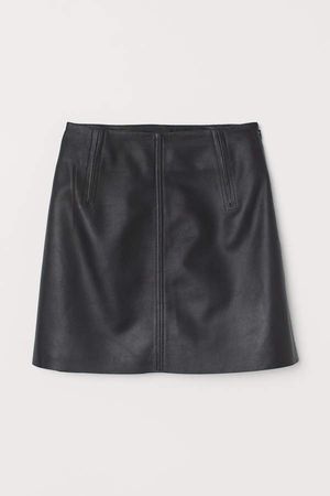 Short Leather Skirt - Black